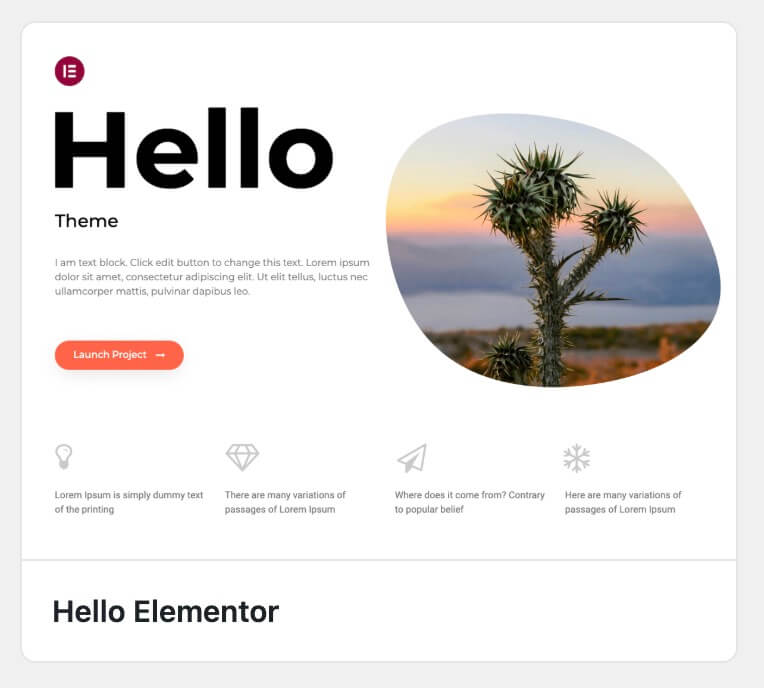 Hello theme elementor